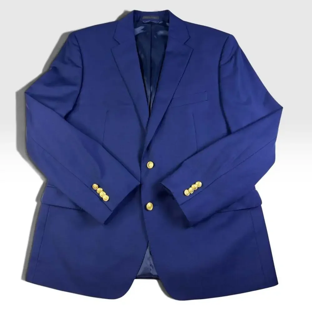 Lauren Ralph Lauren Men’s 43R Royal Blue Wool Blend Gold Button Blazer